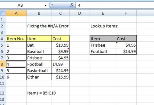 Fixing an error in excel example.